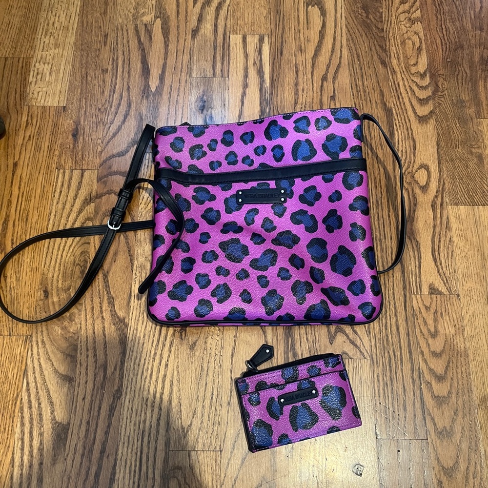 Vera Bradley Pink and Black Leopard Crossbody Bag